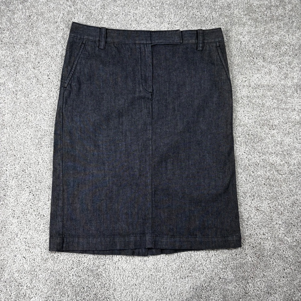 Talbots Womens Size 8 Blue Pinstripe Cotton Blend Pencil Skirt Career Office